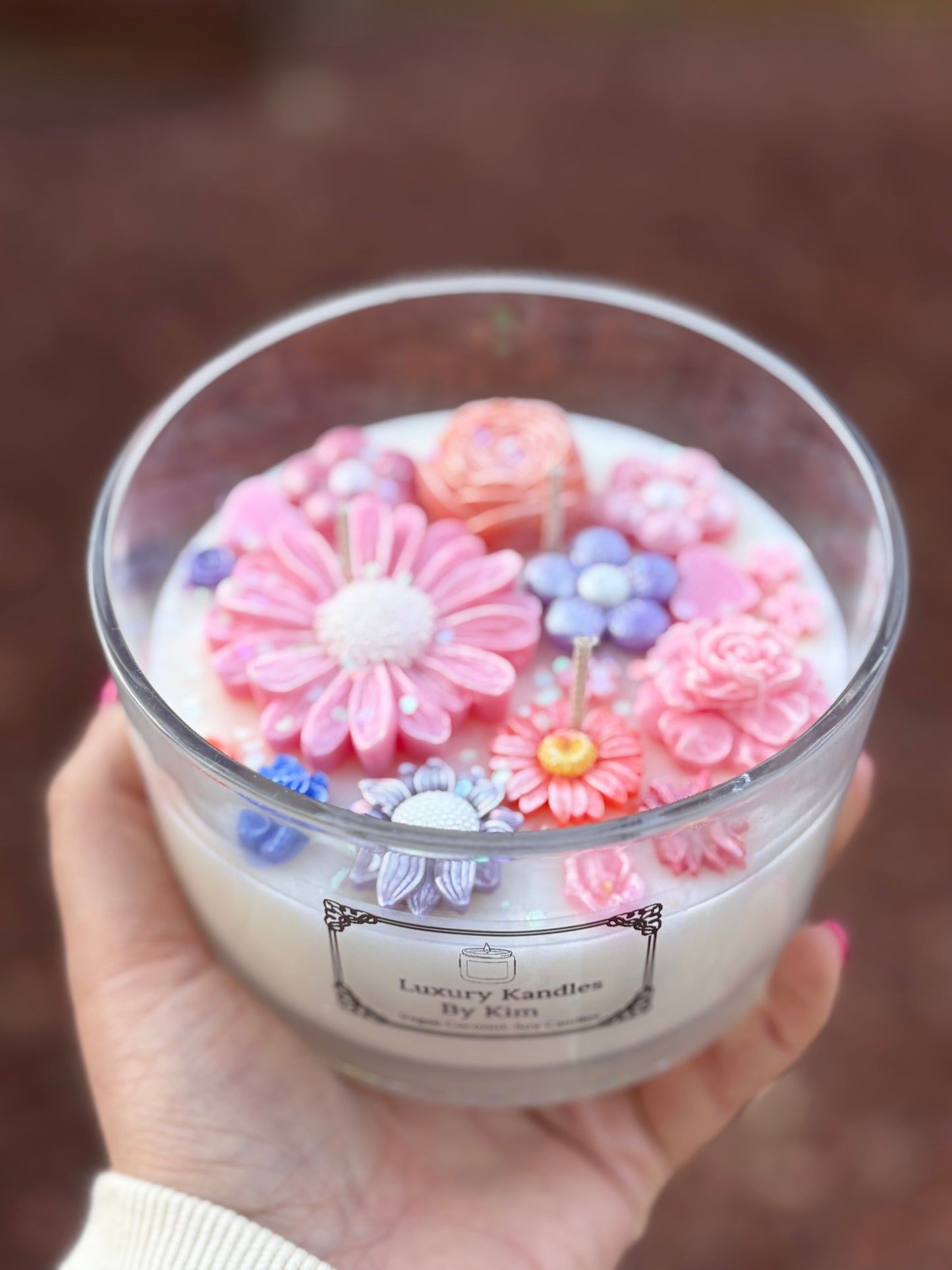 Flower Candle in Large Jar