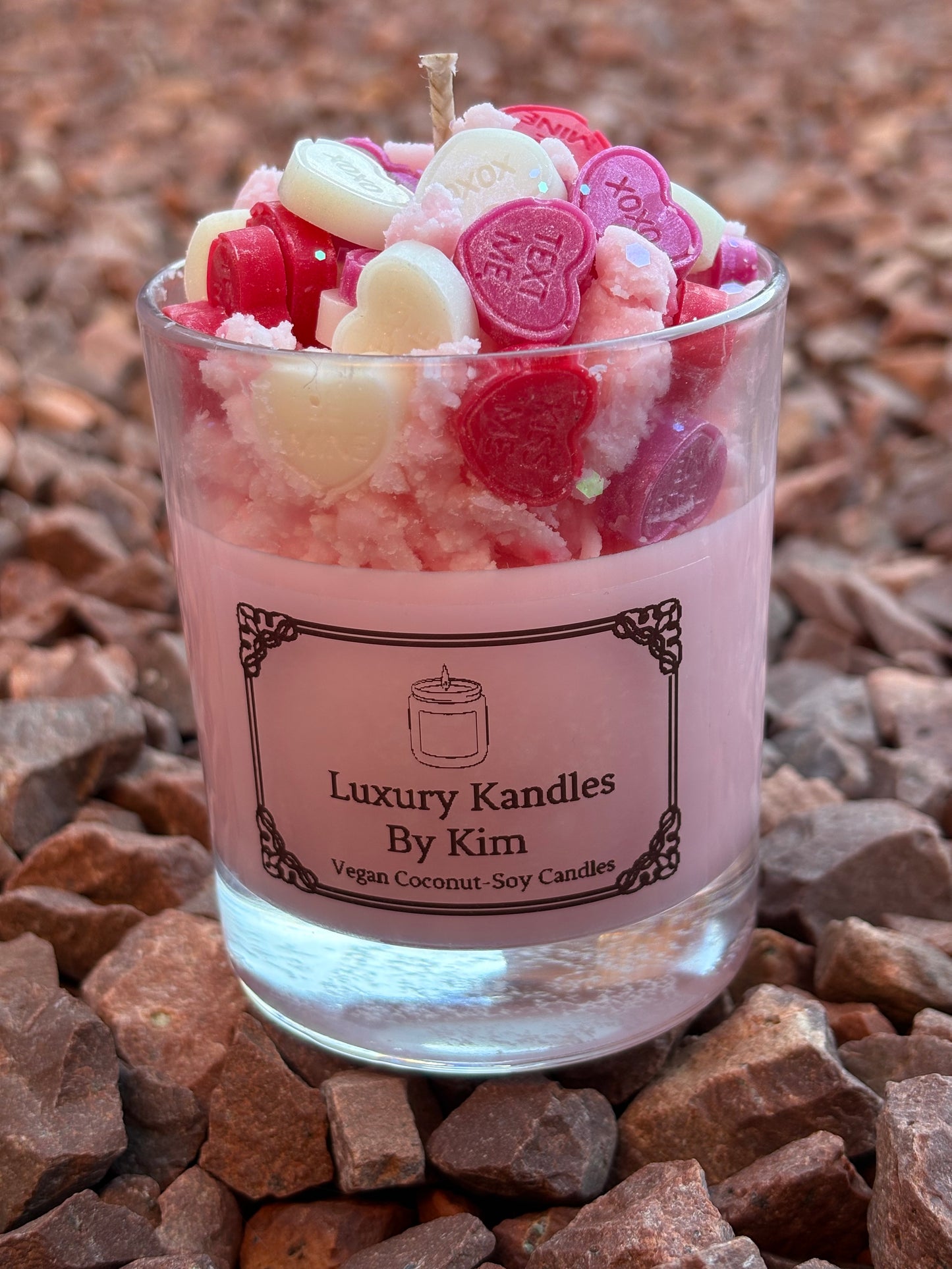 Crumble Love Heart Candle in Medium Jar