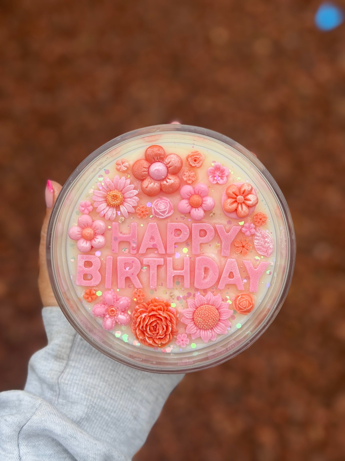 Happy Birthday Flower Candle