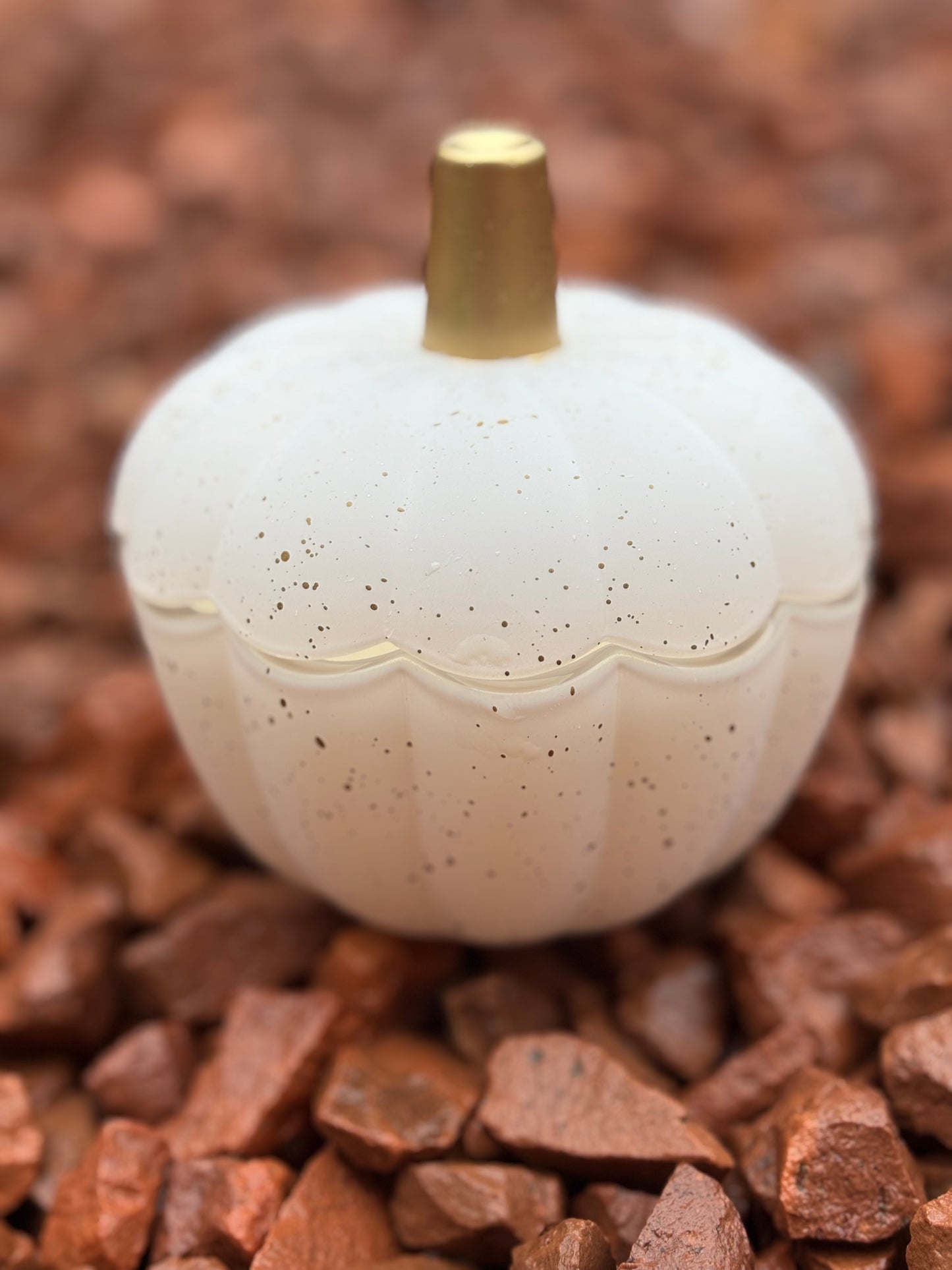 Small White & Gold Pumpkin Kandle
