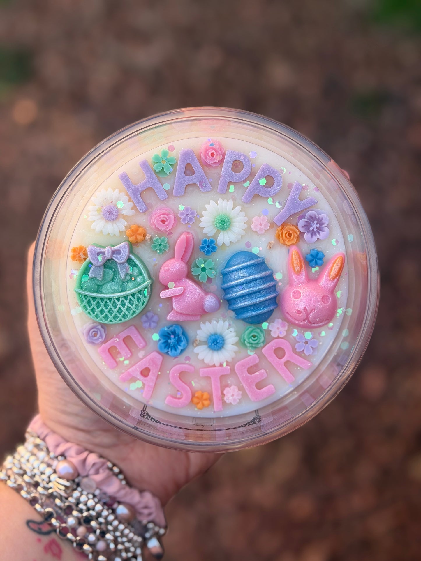 Happy Easter Candle in Large Jar