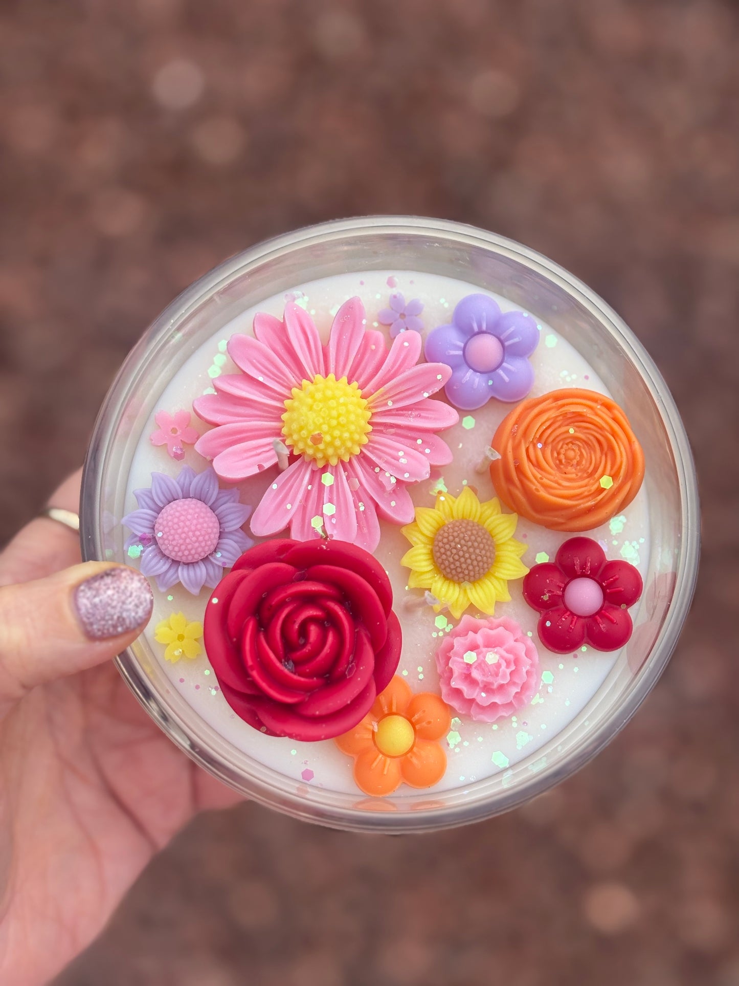 Flower Kandle in Large Jar