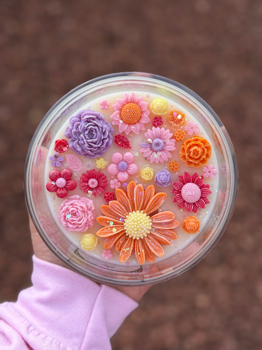 Flower Candle in Large Jar