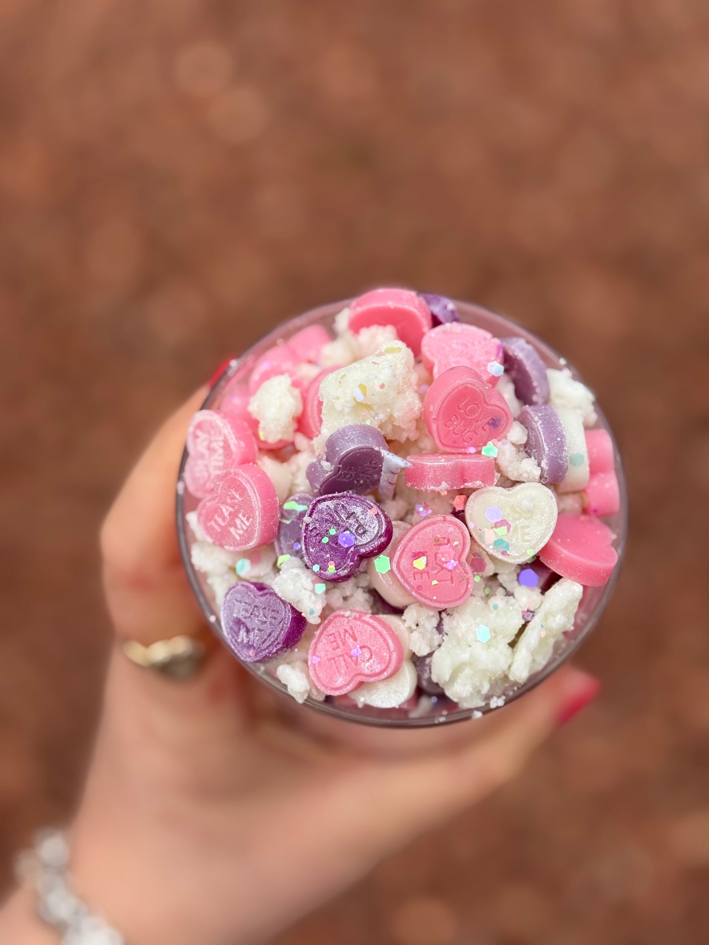 Crumble Love Heart Candle in Medium Jar