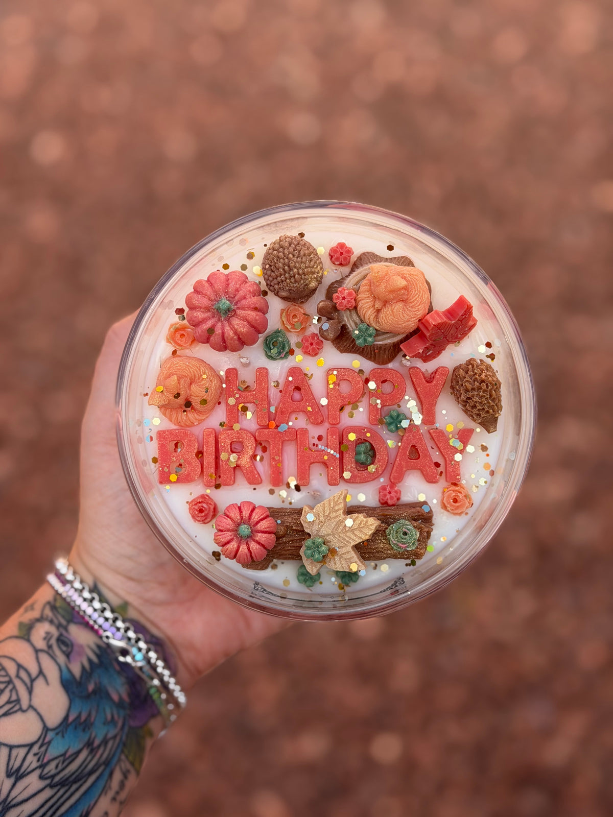 Autumn Woodland Happy Birthday Candle