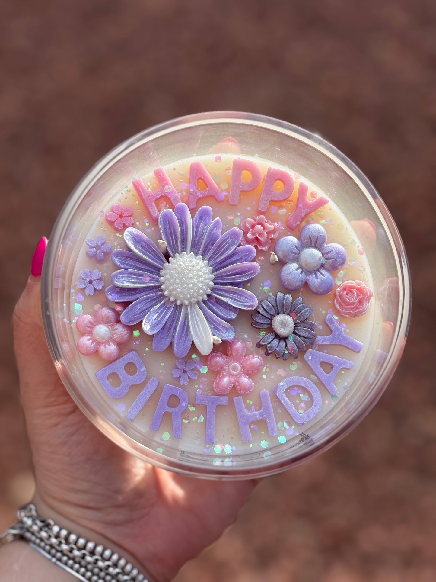 Happy Birthday Flower Candle