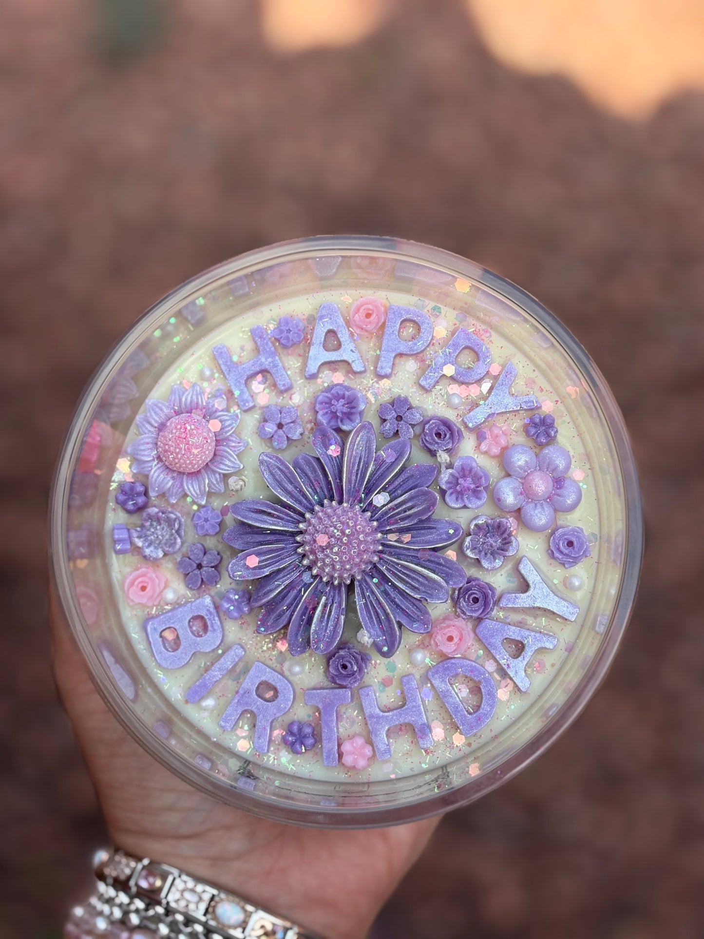 Happy Birthday Flower Candle