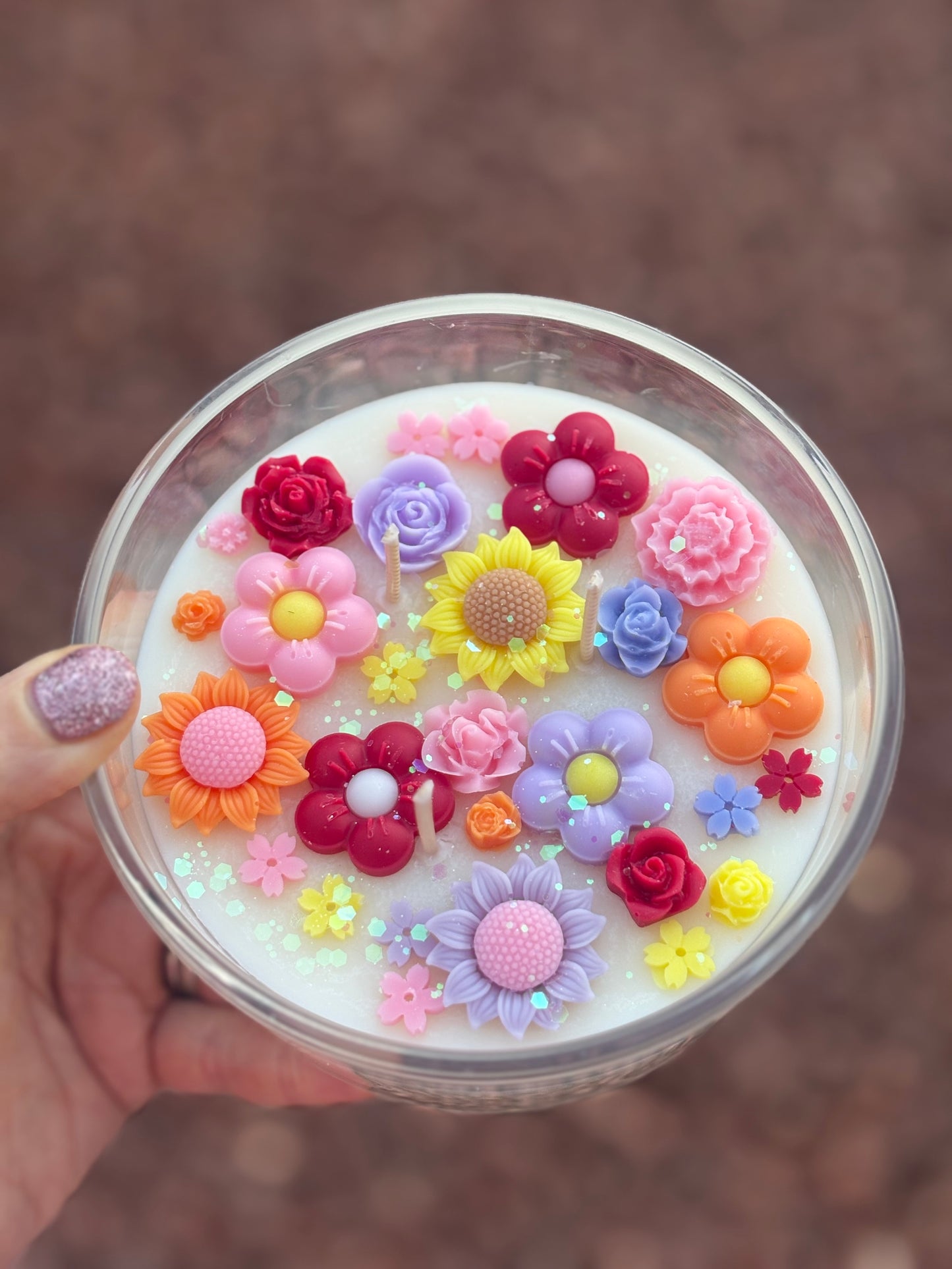 Flower Kandle in Large Jar