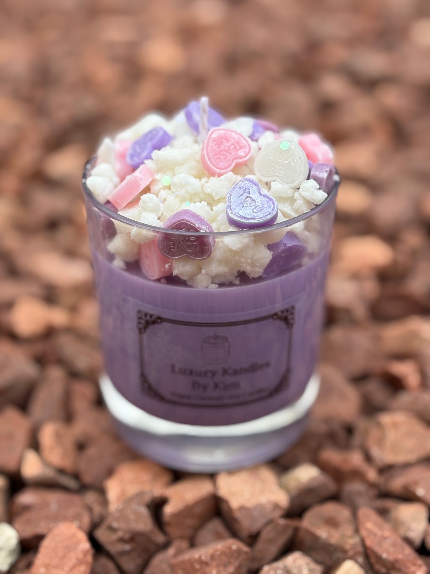 Crumble Love Heart Candle in Medium Jar
