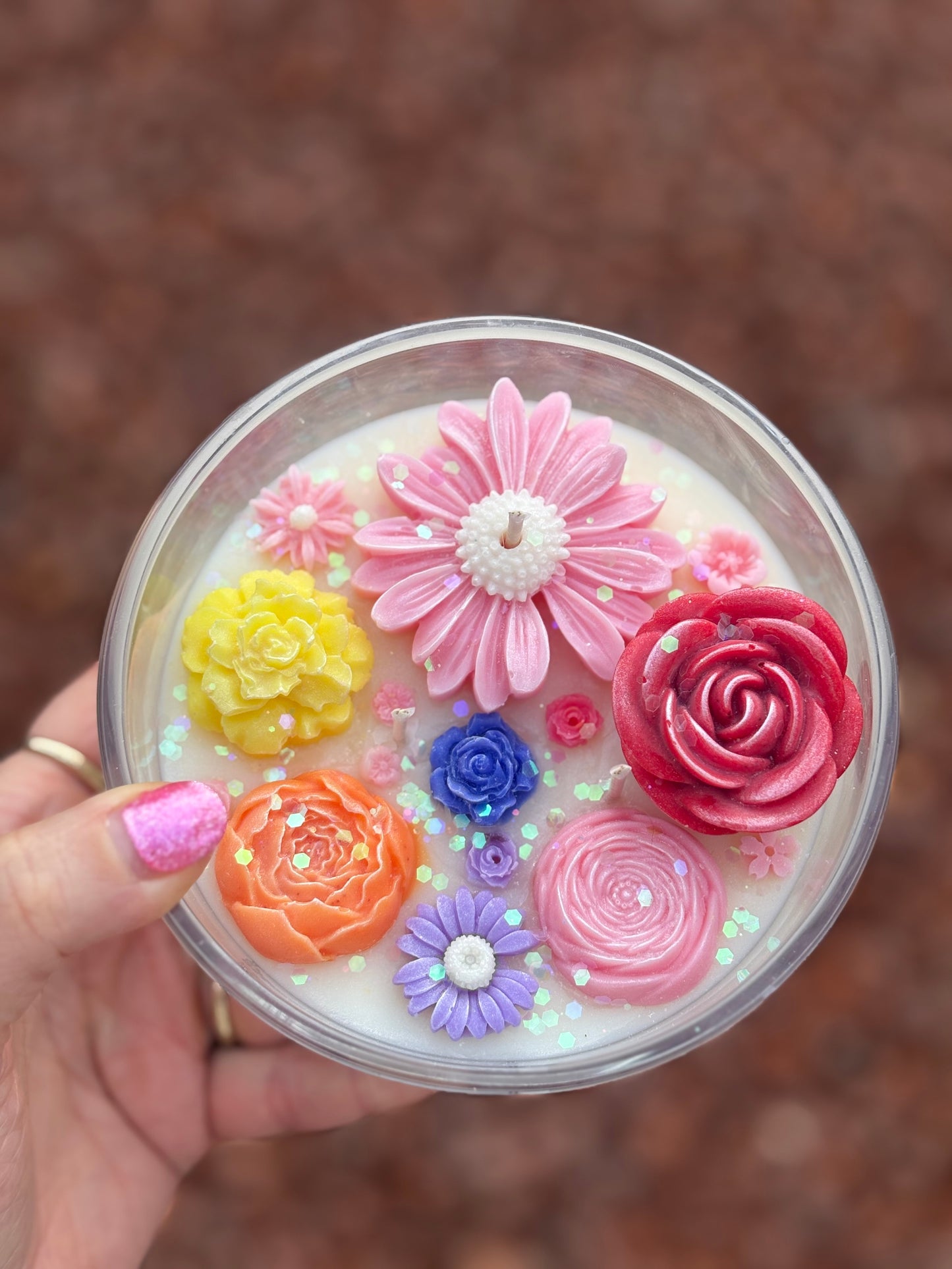 Flower Kandle in Large Jar