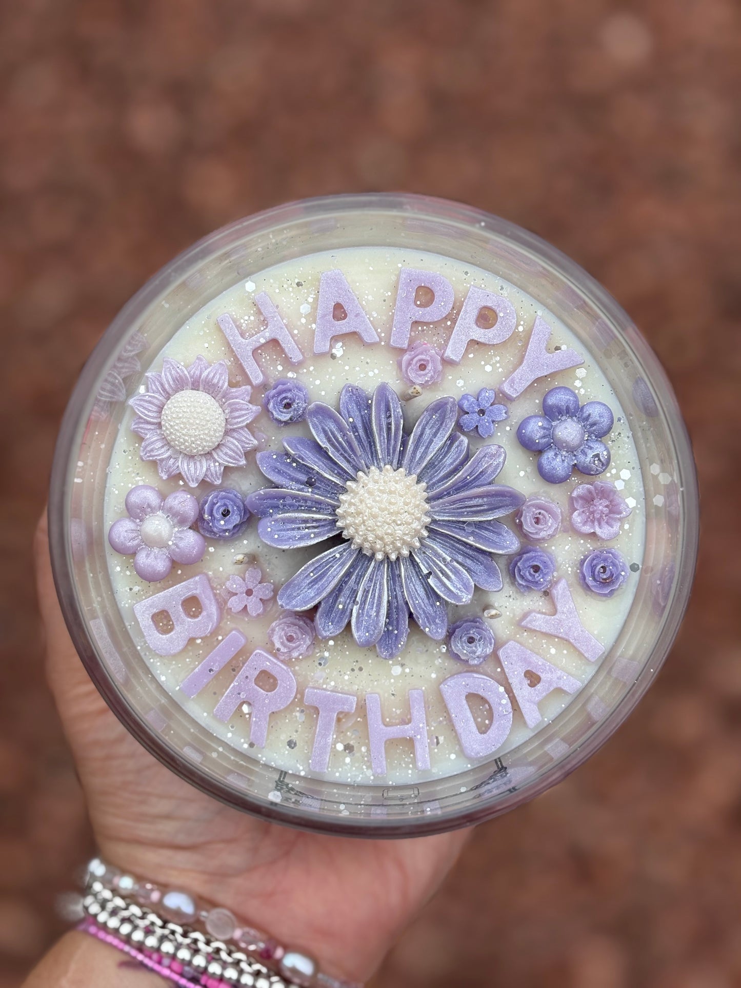 Happy Birthday Flower Candle