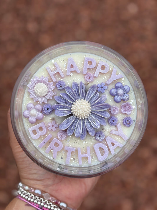 Happy Birthday Flower Candle