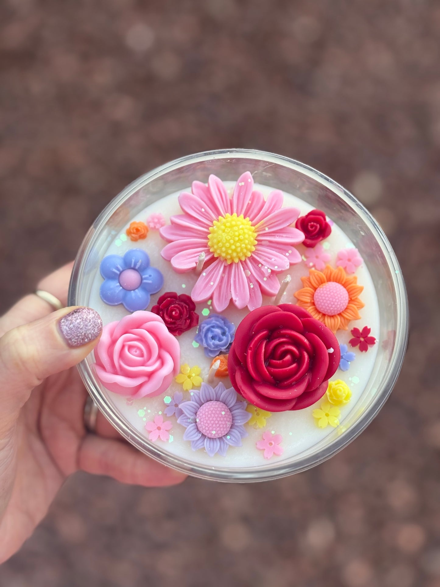 Flower Kandle in Large Jar