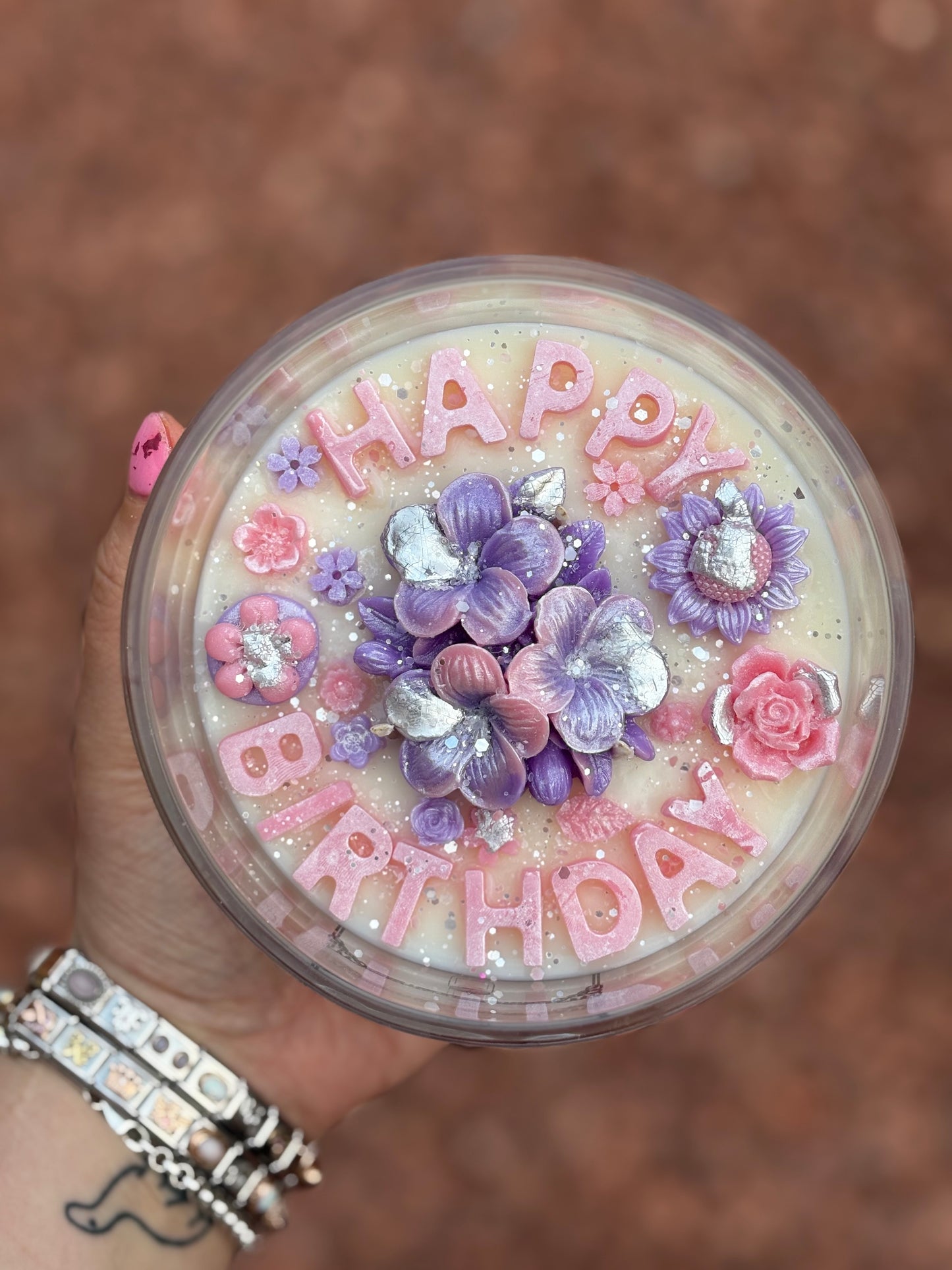 Happy Birthday Flower Candle