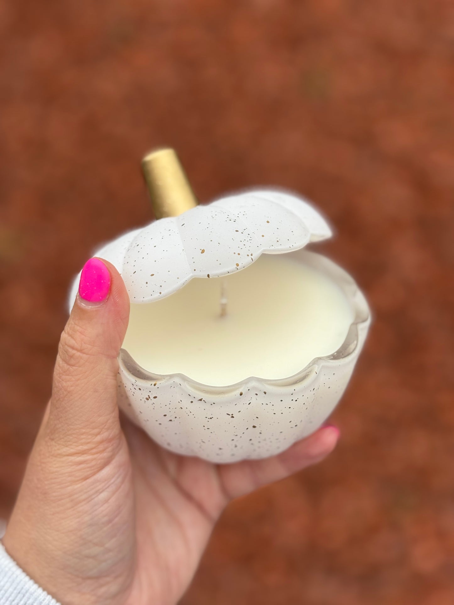 Small White & Gold Pumpkin Kandle