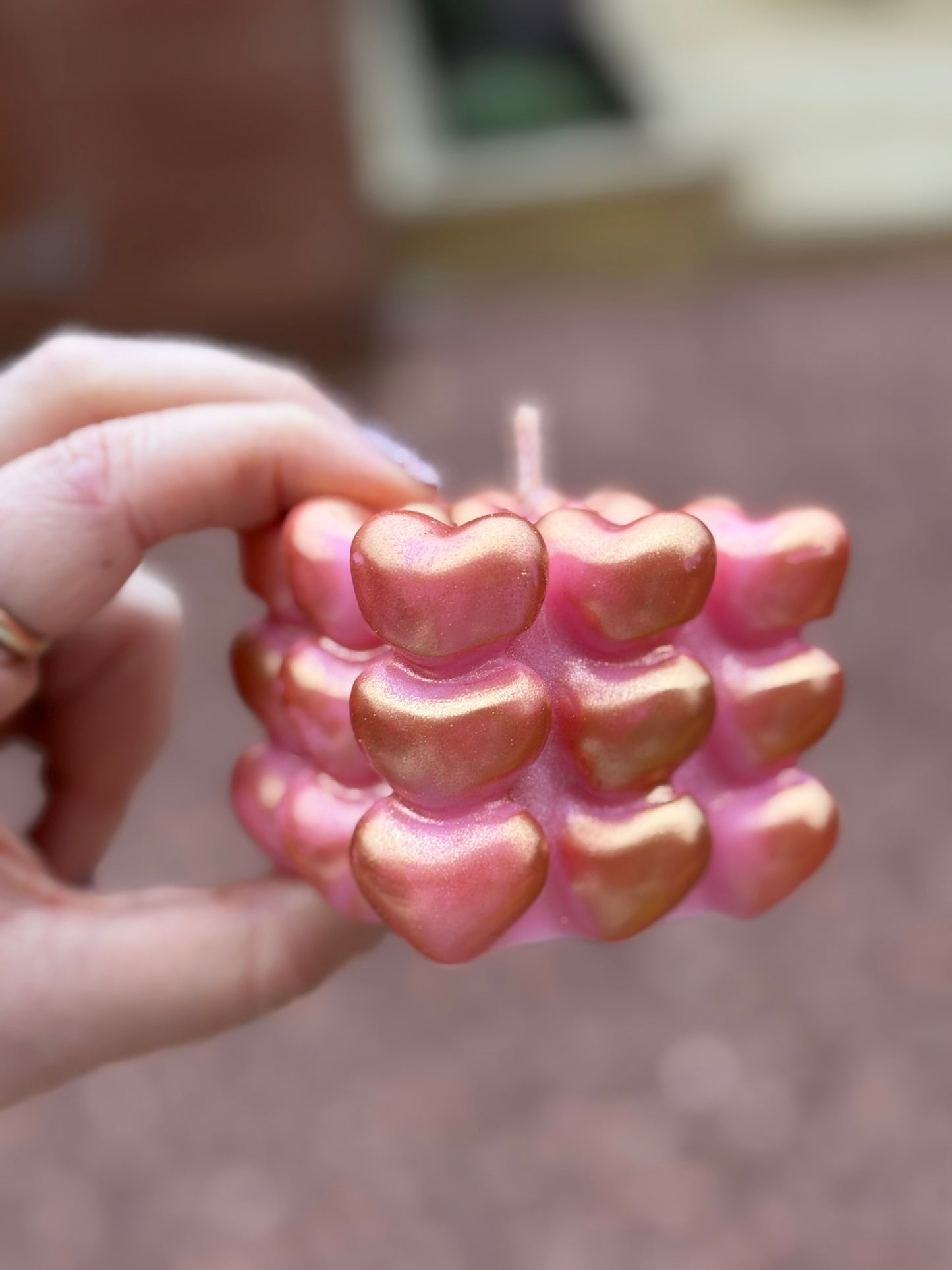 Bubble Heart Pillar Candle