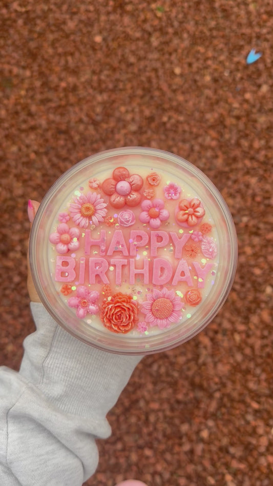 Happy Birthday Flower Candle